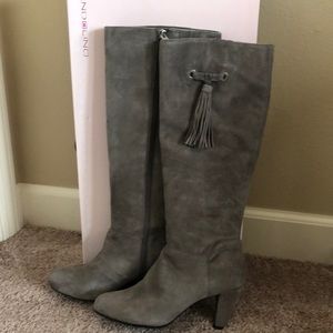 Gray suede dressy knee high boots.  Bandolino brand. Excellent condition!